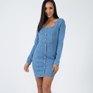 Women's Blue Button Down Denim Dress